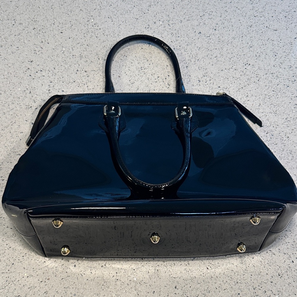 Patent Leather Top-Handle Satchel - Black